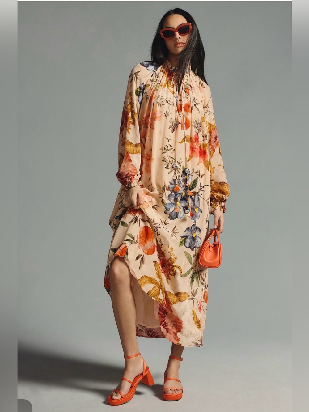 Anthropologie Siddhartha Bansal Ruffled Tie-Neck Dress